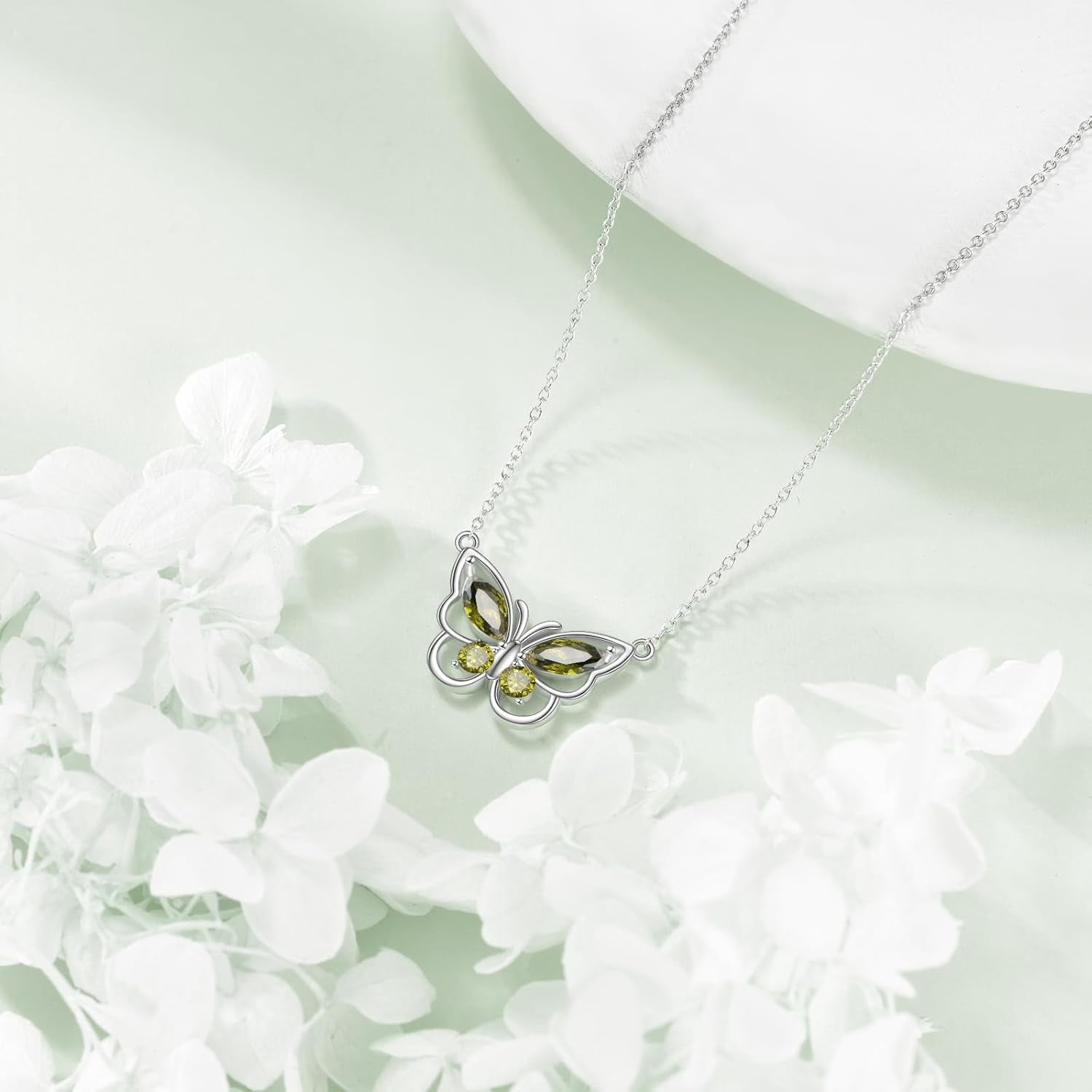 Butterfly Necklace for Women 925 Sterling Silver Crystal Butterfly Pendant Birthstone Amethyst Jewelry Gift
