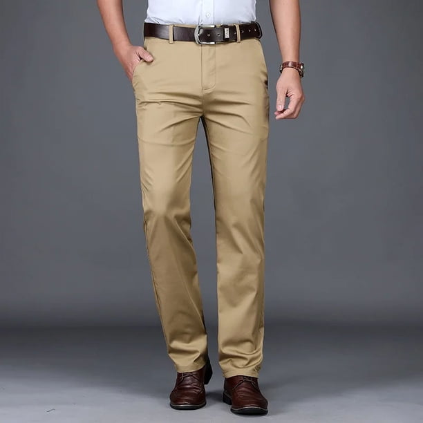 Pantalones de traje ajustados finos de verano para hombre, pantalones informales de algodón de negocios a la moda, pantalones caqui verde y negro, ropa de marca masculina 30-40