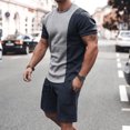 thumbnail image 2 of Cathalem Linen Sets for Men Short Sleeve Tee and Drawstring Waist Shorts Set Tracksuit,Gray XXXXXL, 2 of 4