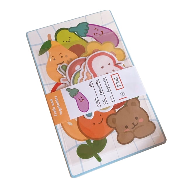 Pegatinas divertidas Ins estilo de dibujos animados, pegatinas bonitas, transparentes, de amplia aplicación, para teléfono, botella, libro, frutas y verduras