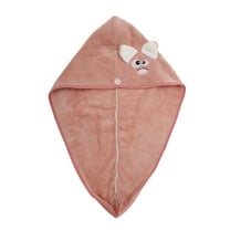 Unique Bargains 1 Pc Soft Cute Cartoon Pattern Hair Towel for Bathroom Hotel Coral Fleece Pink