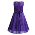 thumbnail image 5 of ZDHoor Kids Girls Chiffon Floral Lace Flower Girl Dress Sequins Wedding Birthday Party Dress Purple 14, 5 of 7
