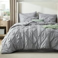 thumbnail image 4 of Dorm Bedding Twin Comforter Set - 5 Pieces Pintuck Bed in A Bag with Comforters, Sheets, Pillowcases & Shams, Gray, 4 of 10