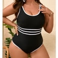 thumbnail image 6 of Lopeceal Women's Plus Size One Piece Swimsuit Ribbed Knit Striped Ruched Beachwear Tummy Control Slimming Bathing Swimwear, 6 of 8