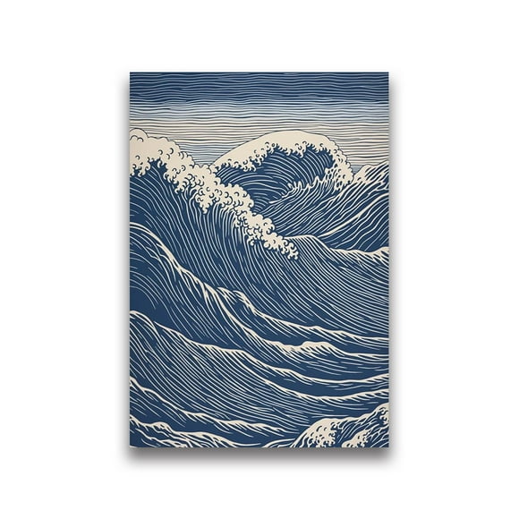 Waves Line Art Pictures Surfing Penguin Manta Dolphin Whale Prints Canvas Painting for Home Living Room Decoration50 x 70 cm (without frame),02