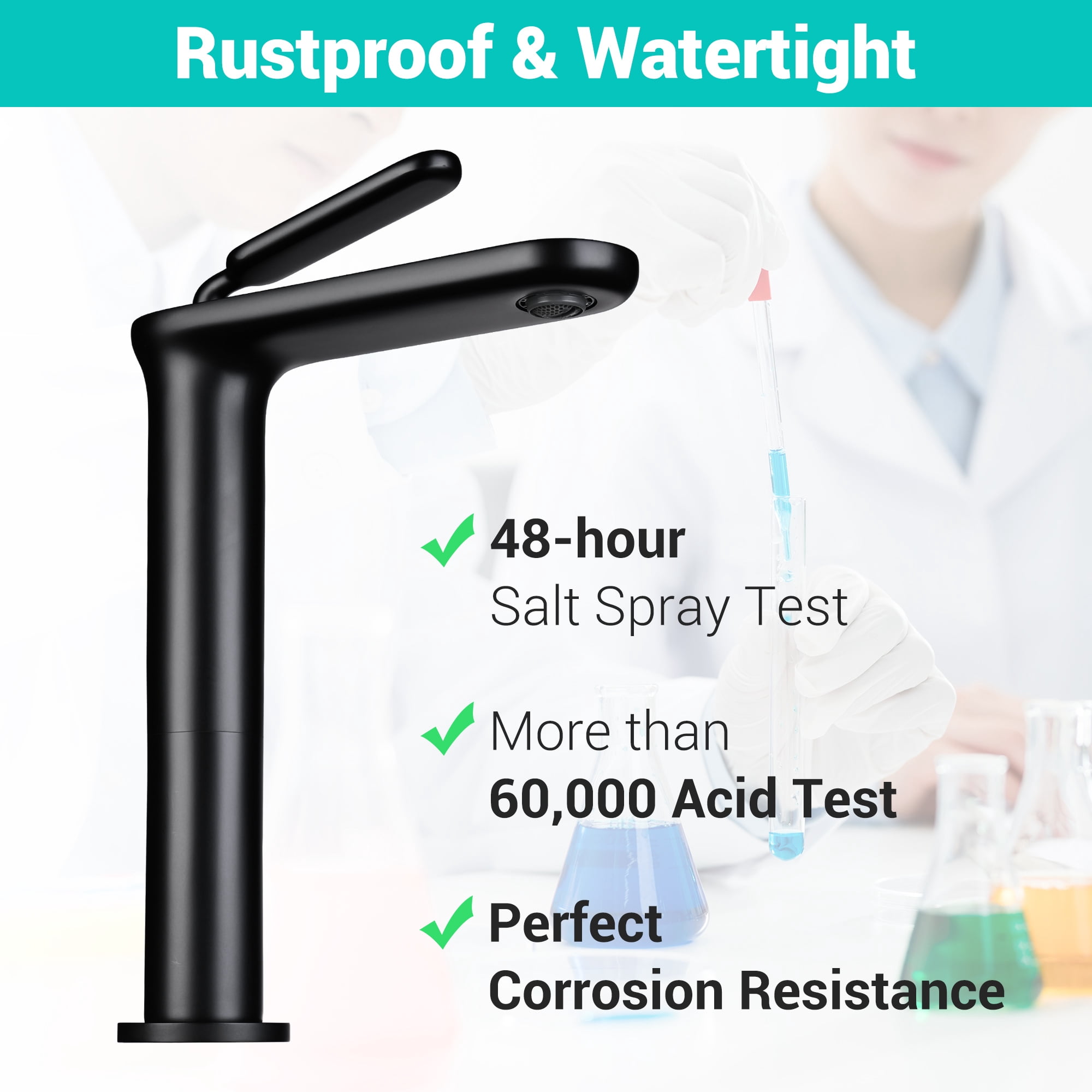 Aquaterior 2 Pack Single Handle Bathroom Vessel Sink Faucet Vanity Sink Mixer Tap Matte Black (CUPC NSF CEC)