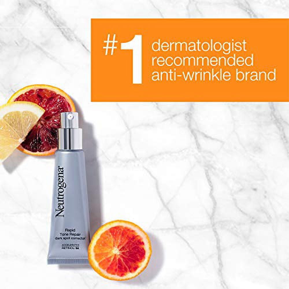Neutrogena Rapid Tone Repair Retinol + Vitamin C Dark Spot Corrector Face Serum, Daily Anti-Wrinkle Retinol Dark Spot Corrector to & Even Tone, Mineral-Oil & Dye-Free, 1 oz