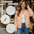 thumbnail image 6 of Xoenoiee Women's Casual Jacket Lightweight Bomber Jackets with Pockets Lightweight Windbreaker Zip-up Varsity Jackets Fall Outerwear, Stars, Medium, 6 of 7