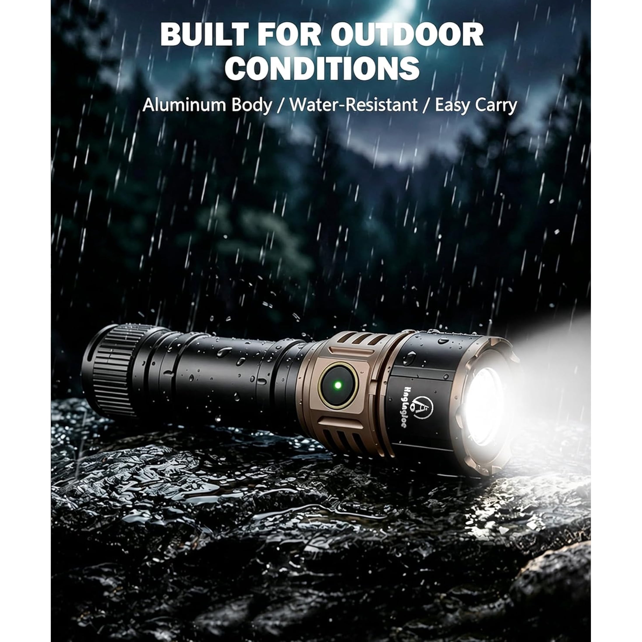 Flashlight Rechargeable, 5000 Lumens Tactical Flashlight with Ignition Lens, 5 Modes IP65 Water Resistant Flashlights for Home, Camping, Power Outages