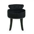 thumbnail image 7 of Inspired Home Jasper Velvet Vanity Stool Nailhead Trim Roll Back Bedroom, Black, 7 of 7