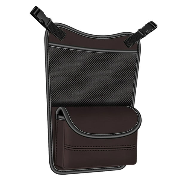 Organizador de asiento, bolsillo de red para coche entre asientos, caja de pañuelos, organizador de cuero PU, organizadores de consolas automotrices Marrón