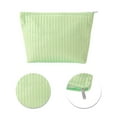 thumbnail image 4 of Unique Bargains 1 Pc Simple Vertical Strips Makeup Bag Light Green PU Leather, 4 of 6