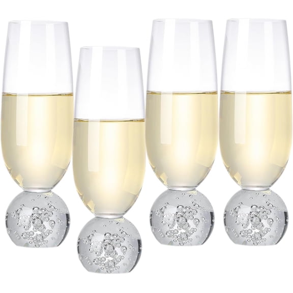 Champagne Glasses Set of 4, Champagne Flutes, 7 Oz Lead-free Crystal glass, Clear Glasses Set, Bar Glassware, Ideal for Parties, Wedding, Birthday, Christmas, Long-lasting reusable glasses