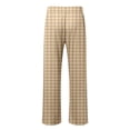 thumbnail image 6 of Halloween Men Plaid Pajama Pants Sleepwear Drawstring Palazzo Lounge Pants Wide Leg Cotton Knit Sleepwear Loungewear PJs (Khaki-R, L), 6 of 6