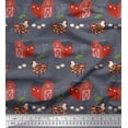 thumbnail image 1 of Soimoi Velvet Fabric Hut,Egg & Hen Farm Print Sewing Fabric Yard 58 Inch Wide, 1 of 3