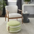 thumbnail image 2 of Mina Victory Woven Stripes & Dots 20" x 20" x 12" Green Outdoor Poufs, 2 of 4