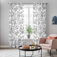 thumbnail image 5 of Grey Flower Kitchen Curtains 84 Inch Length, Vintage Farmhouse Boho Leaf Spring Plant Grommet Top Bedroom Living Room Curtains, Light Filtering Cafe Curtain Drapes 2 Panels Set 84''x84'', 5 of 9