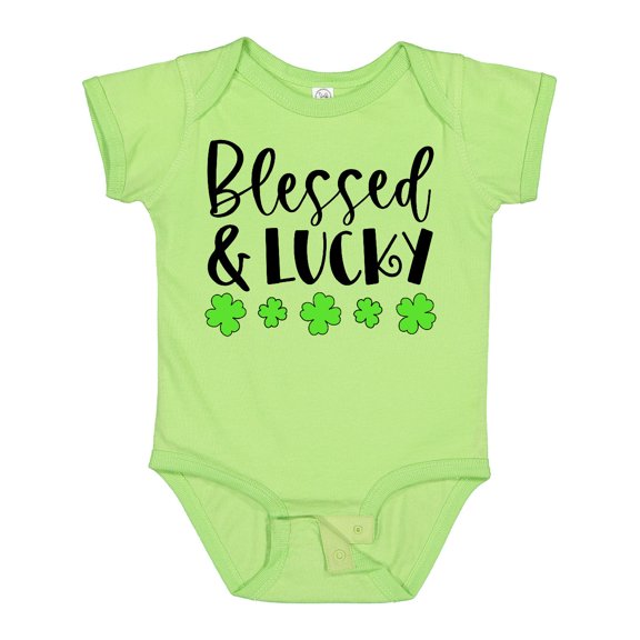 Inktastic Blessed and Lucky 4 Leaf Clovers St. Patrick's Day Boys or Girls Baby Bodysuit