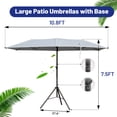 thumbnail image 5 of Outdoor Rectangle Market Patio Umbrella with Crank and Stand for Backyard, Deck, Garden, Lawn, Poolside, Silver, 5 of 7