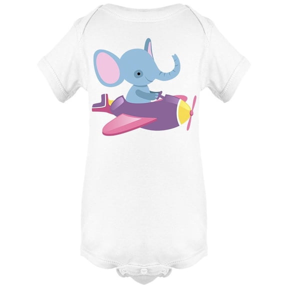 Blue Elephant Flying On Plane Bodysuit Infant -Image by Shutterstock,  Newborn