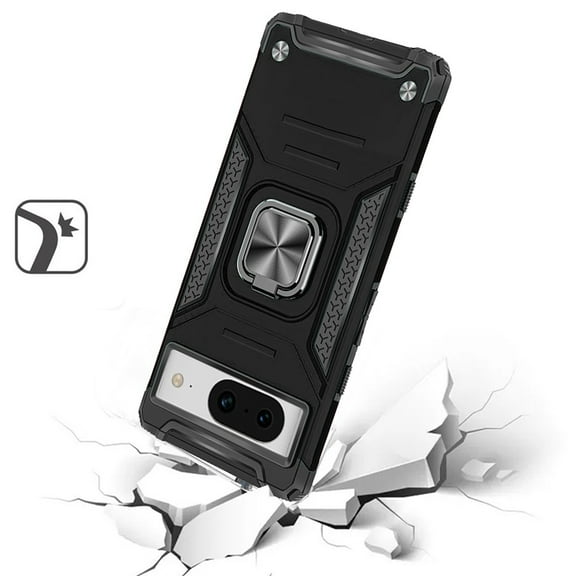 For Google Pixel 8 Pro 5G Armor Hybrid with Ring Holder Kickstand Shockproof Heavy-Duty Durable 2in1 Rugged Cover ,Xpm Phone Case [ Black ]