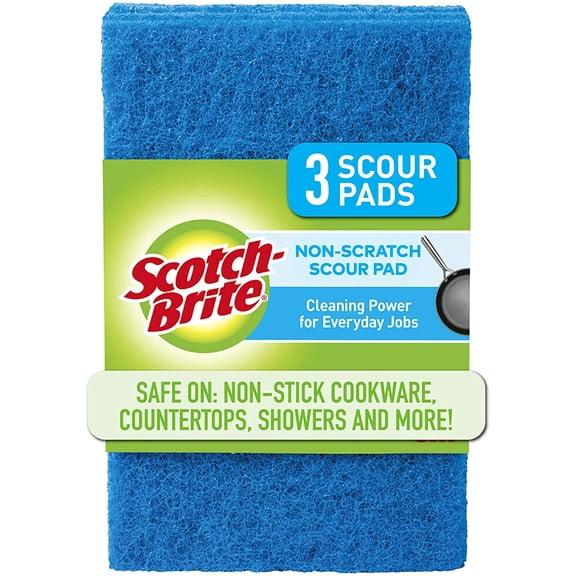 Scotch-Brite Non-Scratch Scour Pads, Scouring Pads for Kitchen and Dish Cleaning, 3 Pads