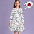 thumbnail image 4 of Odeerbi Vestido de Manga Larga Pintado A Mano Para Niñas A-Line Sketch Dress Round Neck Dress, 4 of 8