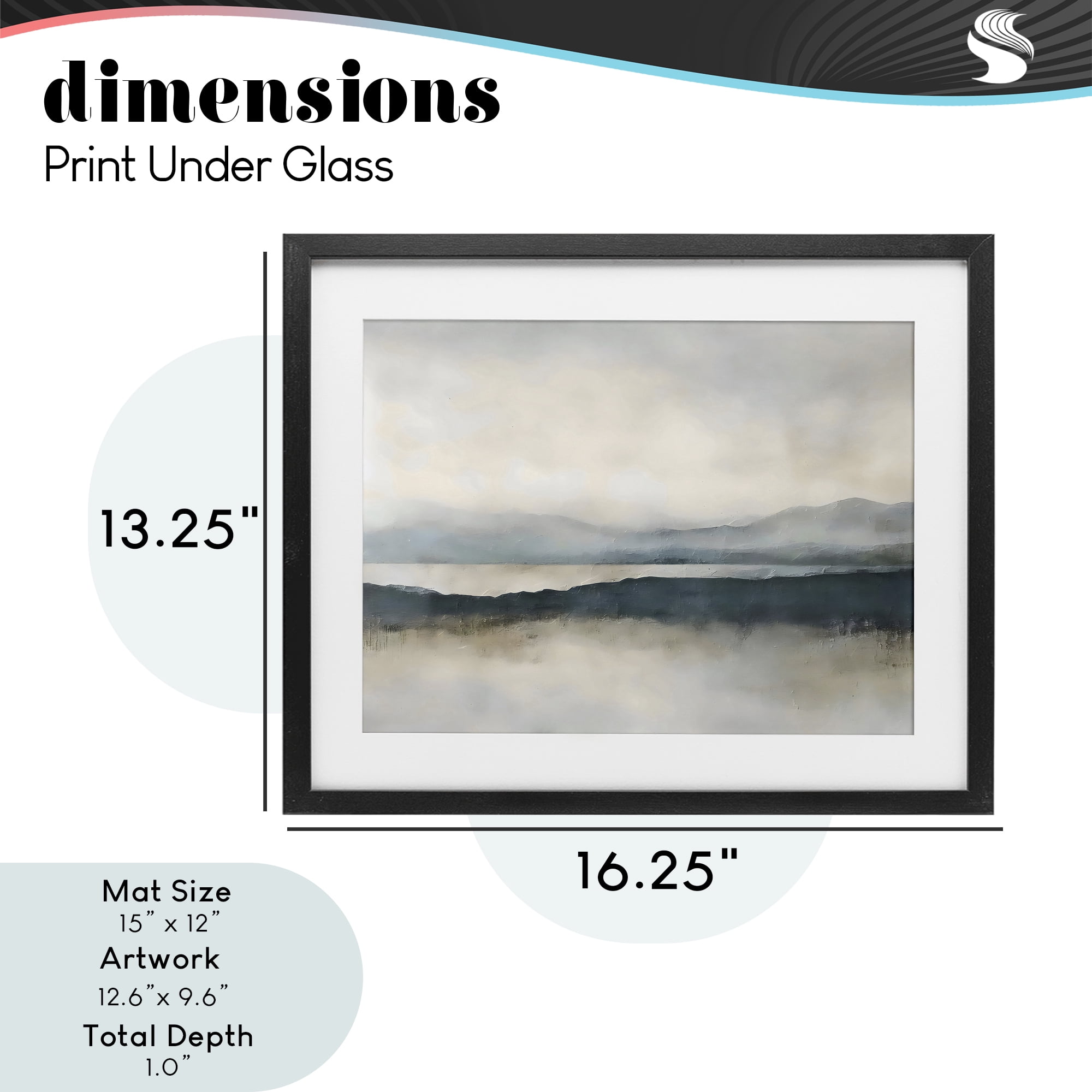 Stupell Industries Muted Horizon Mountainscape Black Framed Print Under Glass, design by Riley B