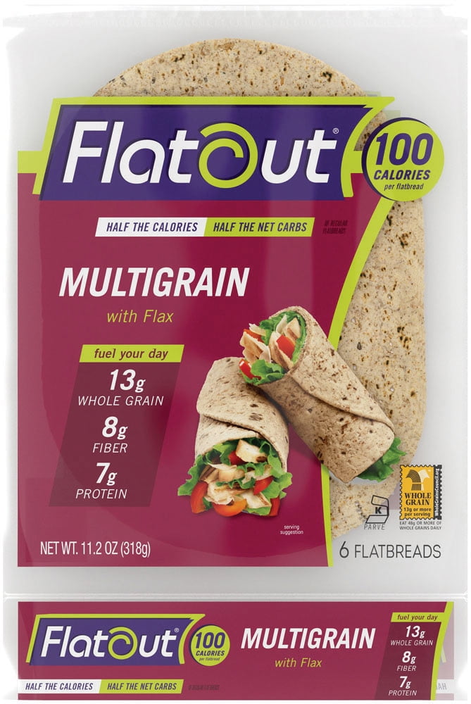 4 Pack FLATOUT Flatbread, Low in Carbs, High in Protein, 2 WW