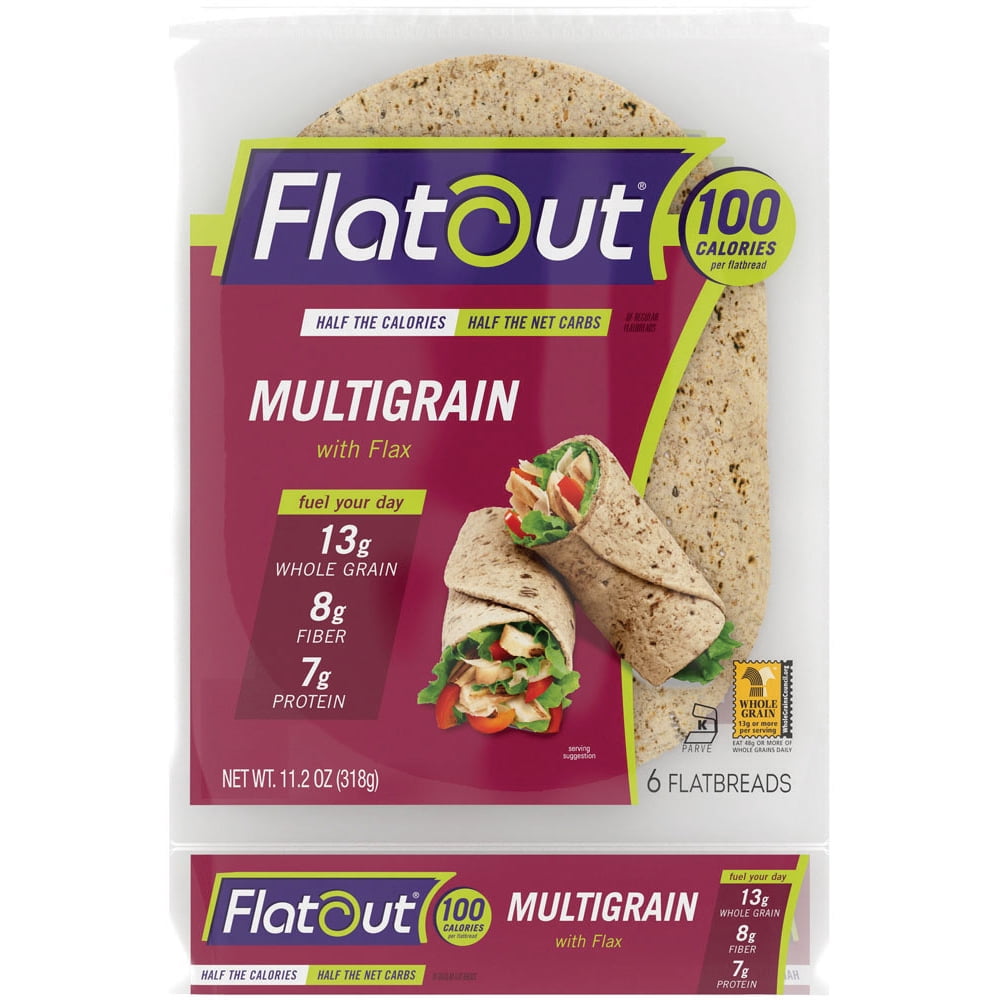 4 Pack FLATOUT Flatbread, Low in Carbs, High in Protein, 2 WW