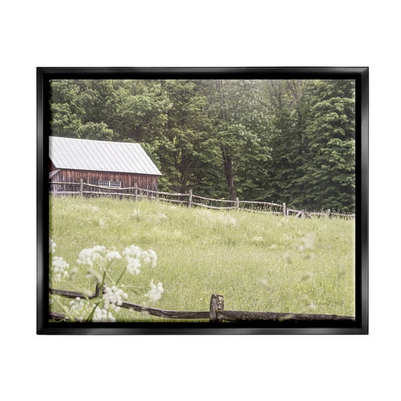 Stupell Industries Rural Country Cottage Grassland Field Photograph Jet Black Floating Framed Canvas Print Wall Art, Design by Sue Schlabach