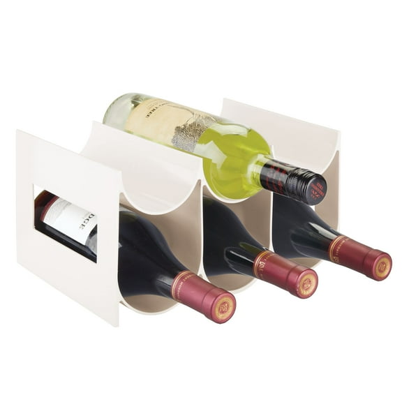 mDesign Plastic Modern Free-Standing Bottle Rack Storage Organizer - Cream