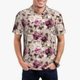 thumbnail image 3 of Balery Rose Flowers Printed Men’s Short Sleeve Polo Shirt, Midweight Men's Shirt,Golf Polo shirts -Small, 3 of 9