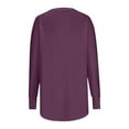thumbnail image 5 of Summer Tops for Women Casual Solid Color Loose Round Neck Long Sleeve Thumb T Shirt Pullover Top Work Tunic Active 8 Womens Long Sleeve Pack Womens Short Athletic Shirt Satin Purple 3XL, 5 of 6