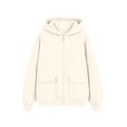 thumbnail image 4 of RMGVDSD Girls Zip Up Hoodies Solid Color Hooded Sweatshirt Jackets Pockets Fall Winter Loose Fit Casual Hoodie Coat for Children Versatile Cute Sweatshirt 7-8 Years, 4 of 4