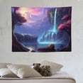thumbnail image 4 of ONETECH Fantasy World Tapestry, Fairytale Forest Mountain Scene Waterfall Tapestry, Fantasy Scenery Flying Birds Moon Floral Tapestry,  Aesthetic Living Room Teenage College Dormitory Tapestry, 4 of 7