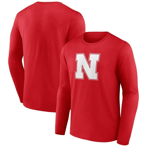 Men's Red Nebraska Huskers Logo Long Sleeve T-Shirt