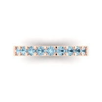 0.63 ctw Wedding Band for Women - 14K Rose Gold Simulated Blue Sapphire Stackable Eternity Ring