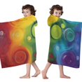 thumbnail image 4 of Colorful Tie Dye Circle Swirl Pattern Hooded Bath Towel，60"x35" for Ages 3 To 12 Kids, Quick Dry Lightweight Soft Microfiber Hood Beach Towel Cover Up for Kids, 4 of 7