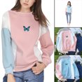thumbnail image 2 of CAROOTU Sweat à Imprimé Papillon Manches Longues Col Rond Ample Décontracté Unisexe pour Automne Hiver, 2 of 8
