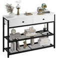 thumbnail image 1 of Console Table with 2 Drawers, 40 Inch Sofa Table with 3-Tier Storage Shelves, Vintage Hallway Foyer Table Entryway Table, White, 1 of 6