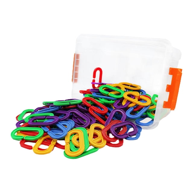 Gancho en C de 150 piezas, eslabones en C del arco iris, jaula de juguete para pájaros y loros, juguetes de aprendizaje, cadenas de columpio para pája