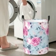 thumbnail image 4 of DouZhe Waterproof Collapsible Large Laundry Baskets, Romantic Pink Navy Floral Prints Circular Hamper with Handles, 4 of 6