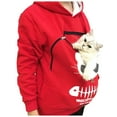 thumbnail image 1 of WEIYLL Womens Tops Cat Pouch Pockets Hood Pullover Carry Animal Breathable Sweat Red Top Sizes S, 1 of 6