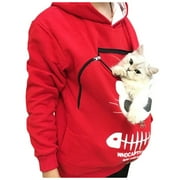 DDAPJ pyju Unisex Big Pouch Hoodie,Long Sleeve Pet Carrier Hooded Sweatshirt Cat Print Casual Sweater Lightweight Drawstring Pullover Tops with Kangaroo Pocket