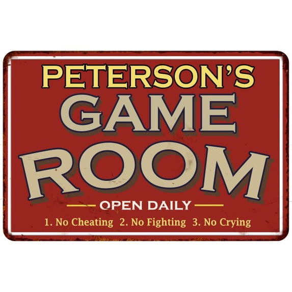 PETERSON'S Game Room Sign Vintage Look Metal Wall 8x12 208120001357