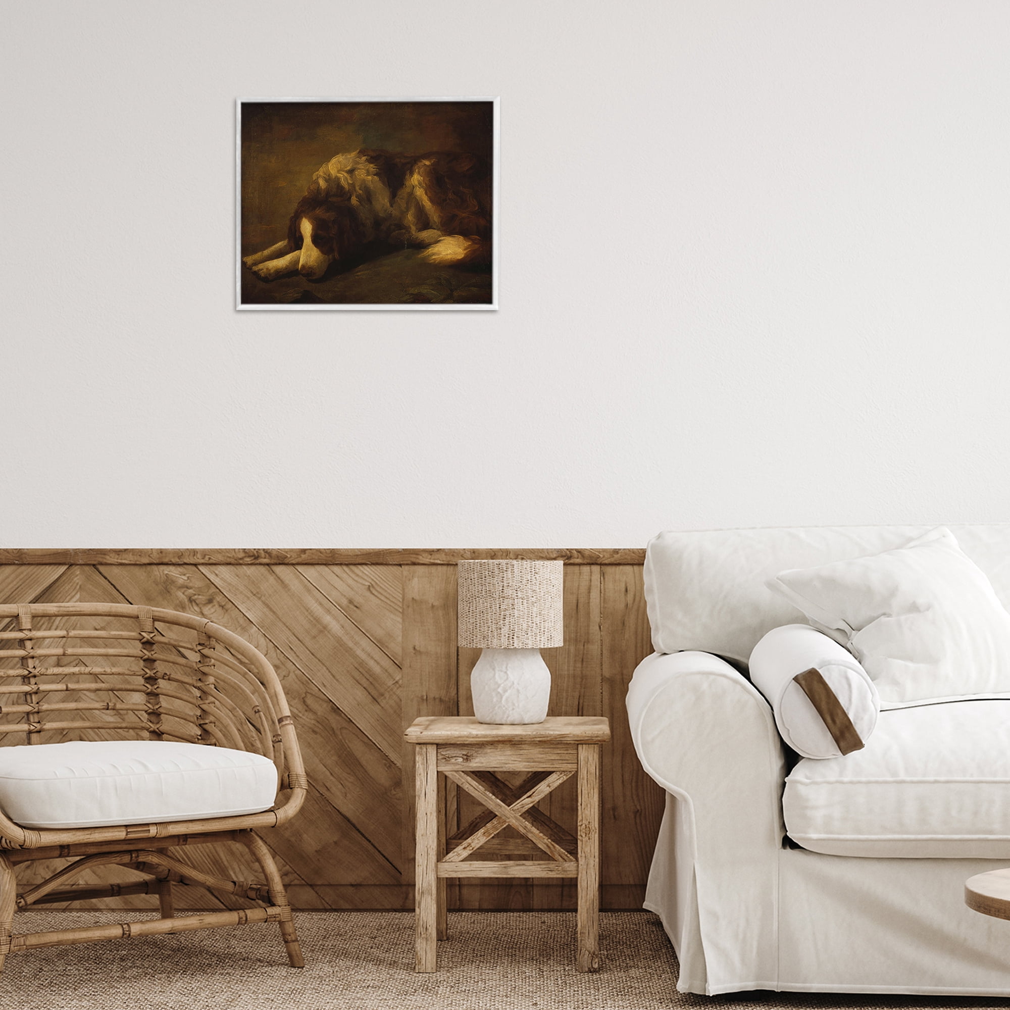 Stupell Industries Dim Lighted Classic Dog White Framed Giclee Art, design by Lil' Rue
