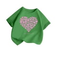 thumbnail image 2 of DAETIROS Girls Heart T-Shirt, Short Sleeve Casual Cute Comfy Soft Crew Neck Girls Summer Tees Green Size 12 T, 2 of 7