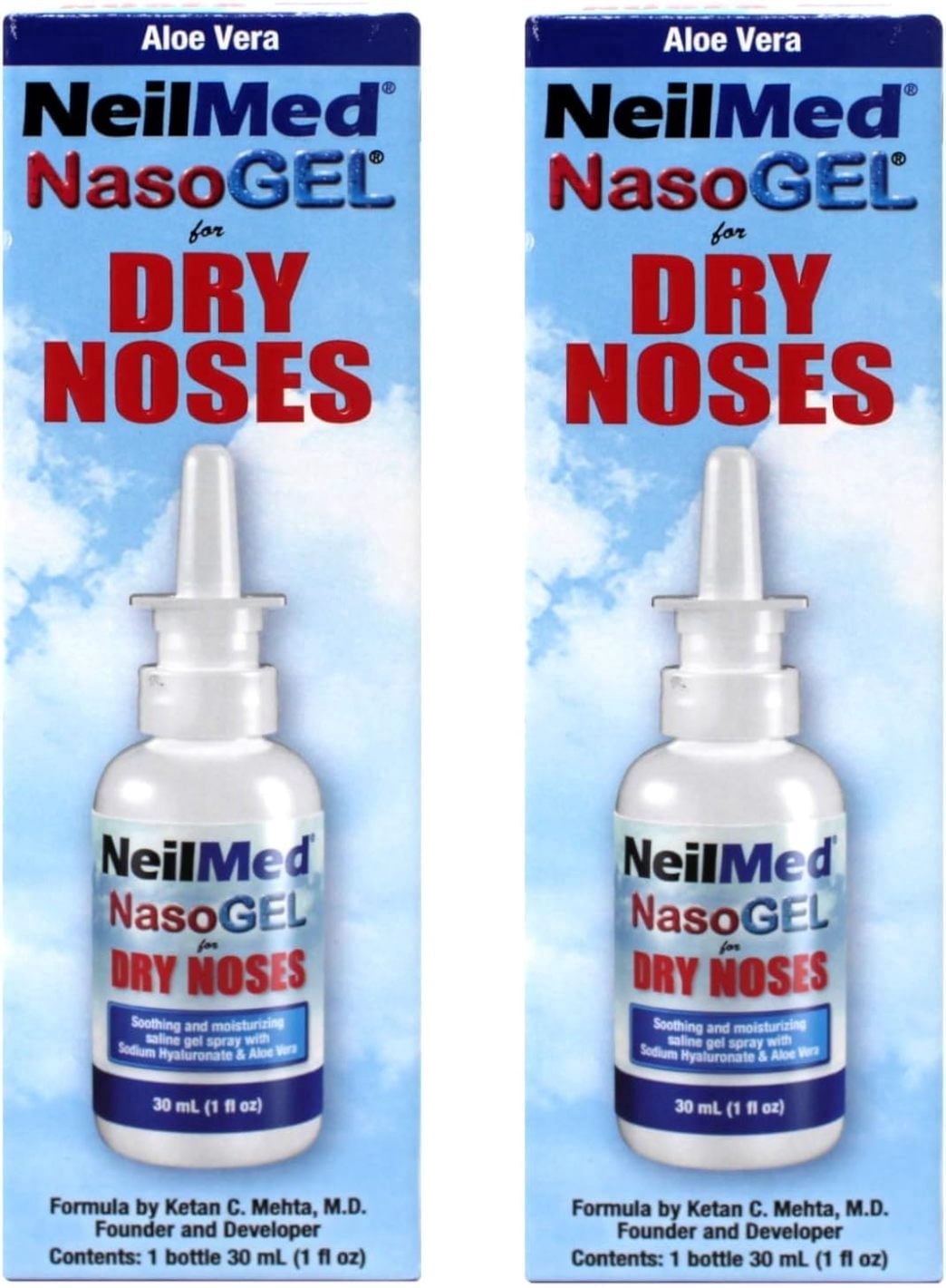 (2 pack) NasoGel Water Soluble Saline Nasal Gel Spray for Dry Noses by NeilMed - 1 fl.oz.- 30 ml (2 pack) NasoGel Water Soluble Saline Nasal Gel Spray for Dry Noses by NeilMed - 1 fl.oz.- 30 ml