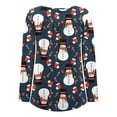 thumbnail image 5 of Hauts pour Femmes Décontractés Chics Hauts Décontractés Amples à Col Rond avec Boutons Manches Longues Imprimé de Noël Blouses d'Été pour Femmes en Liquidation, 5 of 5